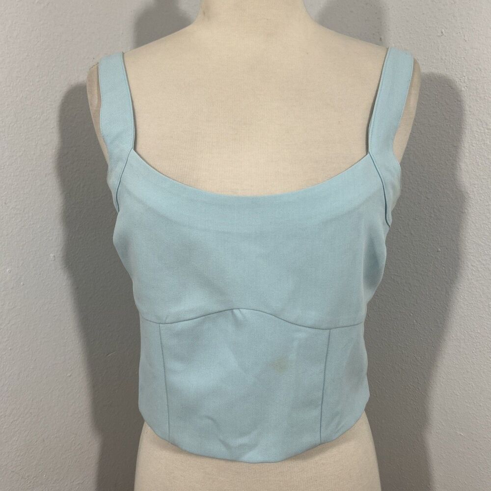 Abercrombie Fitch Crop Top Womens M Teal Babydoll Fitted Y2K Kuro Gyaru Coquette
